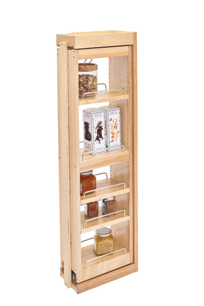 Rev-A-Shelf - 3" x 39" Soft-Close Filler Pullout Organizer with Wood Adjustable Shelves Wall Accessories