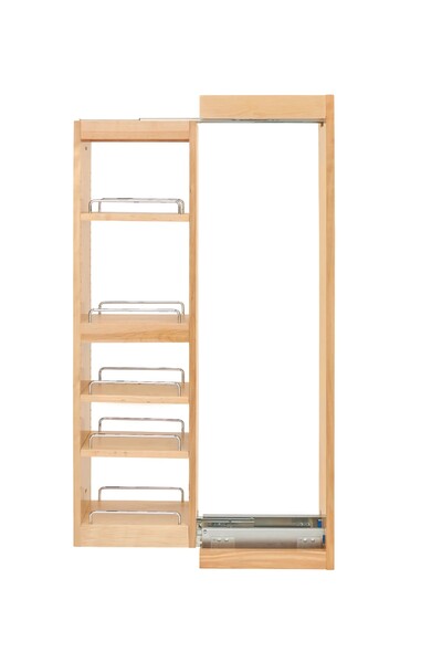 Rev-A-Shelf - 3" x 39" Soft-Close Filler Pullout Organizer with Wood Adjustable Shelves Wall Accessories