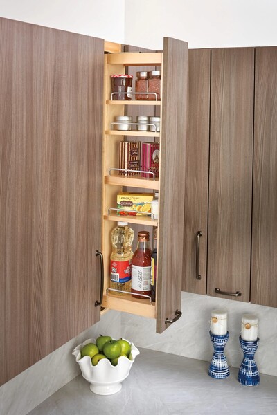 Rev-A-Shelf - 3" x 42" Soft-Close Filler Pullout Organizer with Wood Adjustable Shelves Wall Accessories