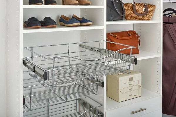 Rev-A-Shelf - 30"W x 12"D x 11"H - Chrome Wire Basket Pullout for Closet