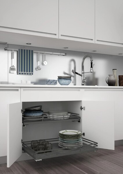Rev-A-Shelf - 32-11/16" Textured Line Finish Pullout Premiere Single Wire Solid Bottom Basket