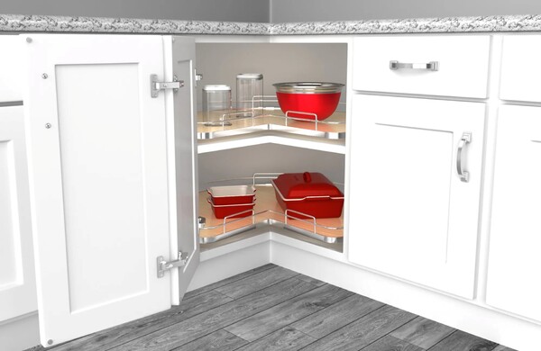 Rev-A-Shelf - 32" Gray Kidney Shape Solid Bottom Single Shelf (w/Bearing and Stop)