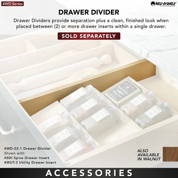 Rev-A-Shelf - 33-1/8" Maple Cut-To-Size Insert Wood Utility Organizer for Drawers
