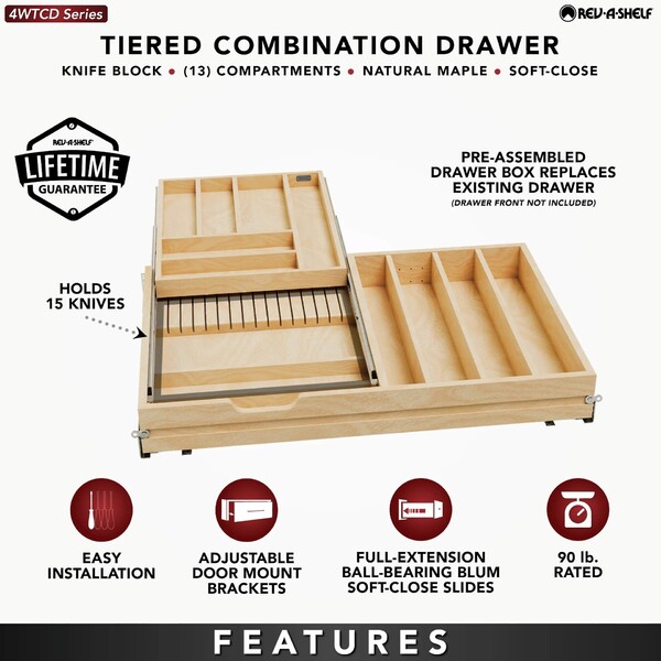 Rev-A-Shelf - 33" Opening - Complete System Tiered Combination Organizer
