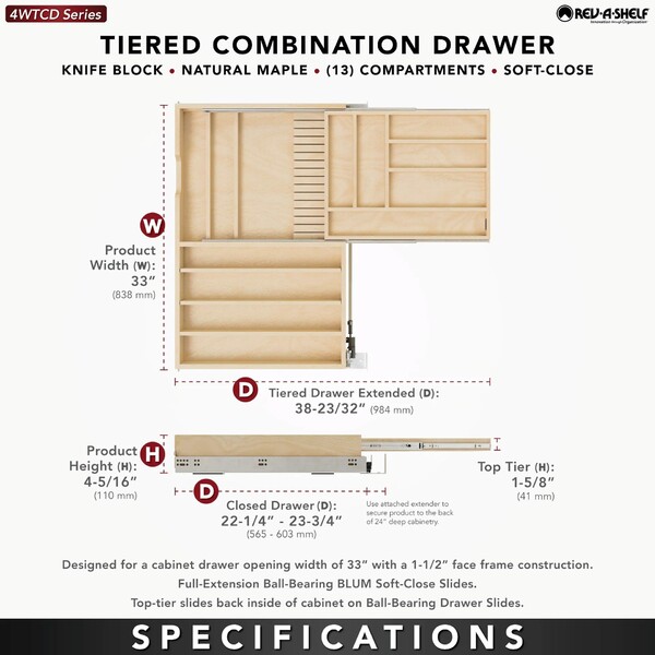 Rev-A-Shelf - 33" Opening - Complete System Tiered Combination Organizer
