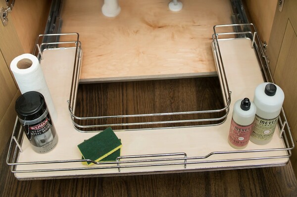 Rev-A-Shelf - 36" Maple Undersink Pullout U-Shape Basket w/ Soft-Close
