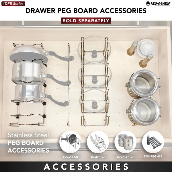 Rev-A-Shelf - 39" Walnut Cut-To-Size Insert Peg System for Drawers