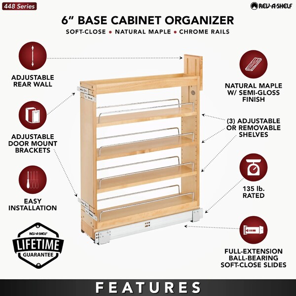 Rev-A-Shelf - 5" Maple Base Cabinet Pullout Organizer with Blumotion and Servo Drive