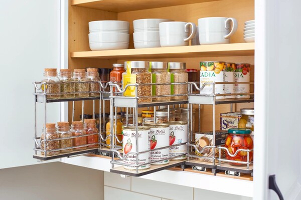 Rev-A-Shelf - 5" Two-Shelf Wire Wall Upright Pullout