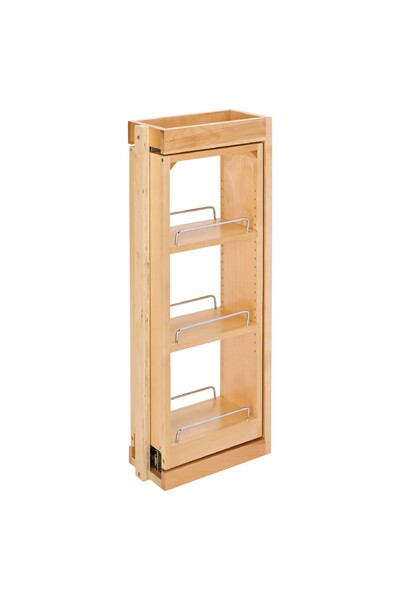 Rev-A-Shelf - 6" x 30" Soft-Close Filler Pullout Organizer with Wood Adjustable Shelves Wall Accessories