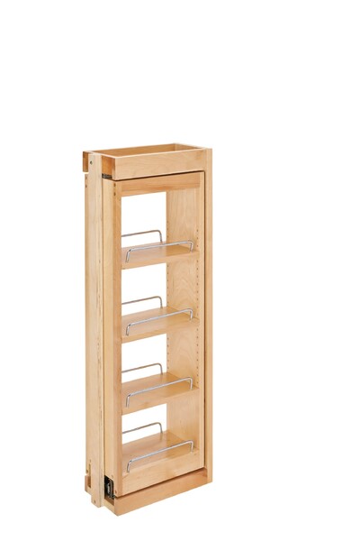 Rev-A-Shelf - 6" x 33" Soft-Close Filler Pullout Organizer with Wood Adjustable Shelves Wall Accessories
