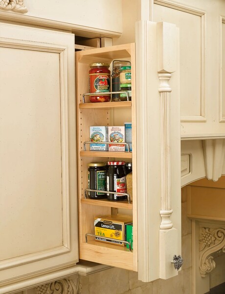 Rev-A-Shelf - 6" x 36" Soft-Close Filler Pullout Organizer with Wood Adjustable Shelves Wall Accessories