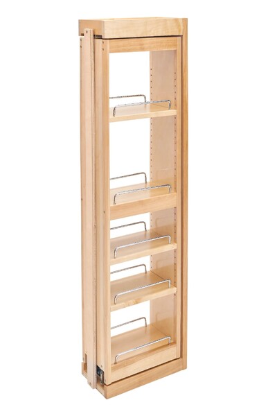 Rev-A-Shelf - 6" x 42" Soft-Close Filler Pullout Organizer with Wood Adjustable Shelves Wall Accessories