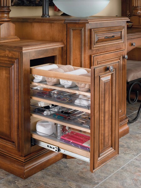 Rev-A-Shelf - 8-1/2" x 20-1/4" Maple Cabinet Pullout Soft-Close Organizer with Wood Adjustable Shelves and Bins