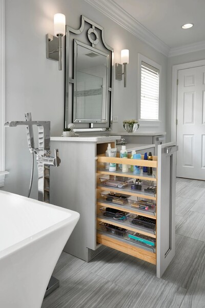 Rev-A-Shelf - 8-1/2" x 20-1/4" Maple Cabinet Pullout Soft-Close Organizer with Wood Adjustable Shelves and Bins