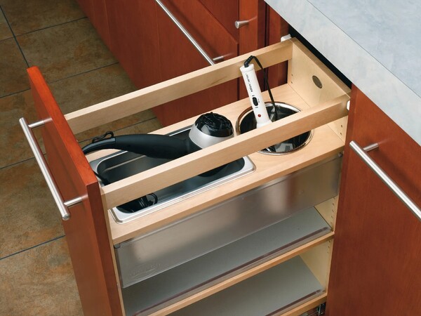 Rev-A-Shelf - 8-1/2" x 25-1/2" Maple Cabinet Pullout Soft-Close Grooming Organizer