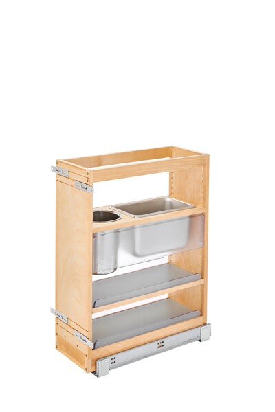 Rev-A-Shelf - 8-1/2" x 25-1/2" Maple Cabinet Pullout Soft-Close Grooming Organizer