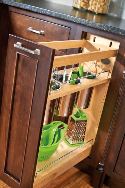 Rev-A-Shelf - 8" Base Cabinet Pullout Utensil Base Organizer Blumotion Soft-Close