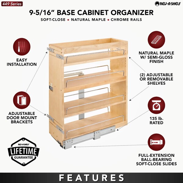 Rev-A-Shelf - 8" Bottom Mount Base Cabinet w/ Blumotion Soft-Close