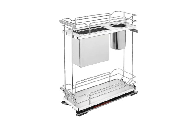 Rev-A-Shelf - 8" Gray Base Cabinet Pullout Knife/Untensil Organizer with Blumotion Soft-Close