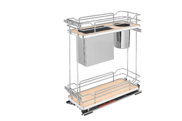 Rev-A-Shelf - 8" Maple Base Cabinet Pullout Knife/Untensil Organizer with Blumotion Soft-Close
