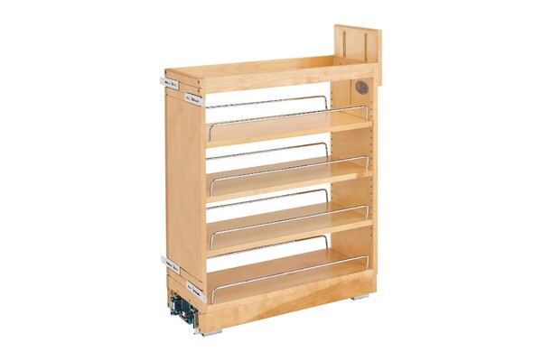 Rev-A-Shelf - 8" Maple Base Cabinet Pullout Organizer with Soft-Close Ball-Bearing Slides