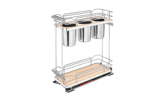 Rev-A-Shelf - 8" Maple Base Cabinet Pullout Utensil Organizer w/Soft-Close