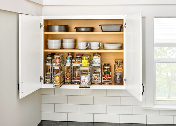 Rev-A-Shelf - 9" Two-Shelf Double Wide Wire Wall Upright Pullout