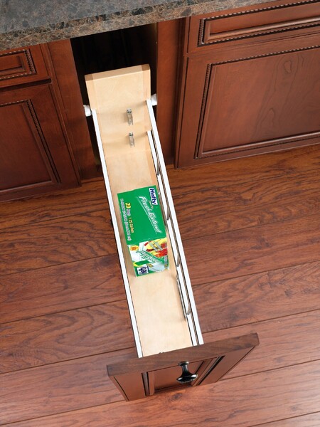 Rev A Shelf - Base Cabinet Pullout w/ Tray Divider/Foil Wrap Holder, Soft Close Ball Bearing