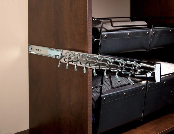 Rev-A-Shelf - Deluxe Pop-Out Tie Rack - Satin Nickel