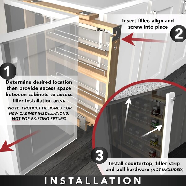 Rev-A-Shelf - Maple 6" Pull-Out Between Cabinet Towel Bar Base Filler with Ball-Bearing Soft-Close Slides