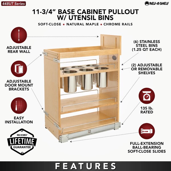 Rev-A-Shelf - (NEW) 11" Base Cabinet Pullout w/Utensil Bins