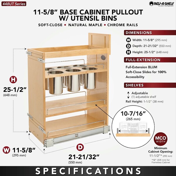 Rev-A-Shelf - (NEW) 11" Base Cabinet Pullout w/Utensil Bins