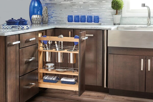Rev-A-Shelf - (NEW) 9-1/2" Base Cabinet Pullout w/Utensil Bins