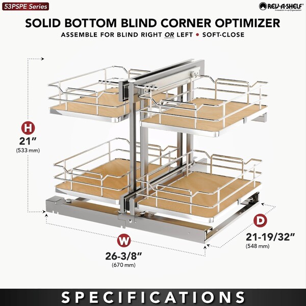 Rev-A-Shelf -  New Elite 15" Maple Pullout Soft-Close Two-Tier Solid Bottom Pull-Slide-Pull