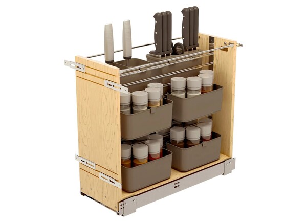 Rev-A-Shelf - Wood Base Cabinet Modular Pullout Organizer w/ Soft Close