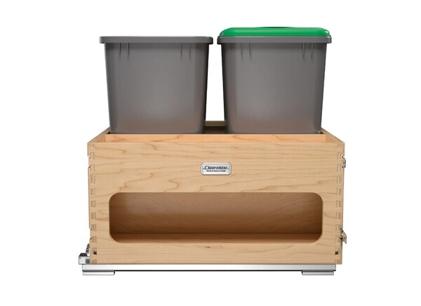 Rev-A-Shelf - Wood Bottom Mount Dbl 35 Qt. Organic Waste Center w/ Storage Space, SC