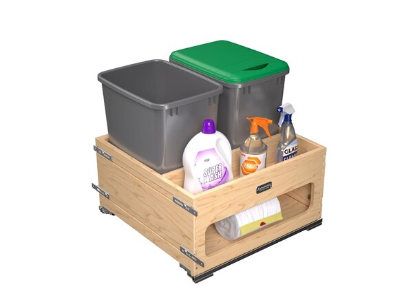 Rev-A-Shelf - Wood Bottom Mount Dbl 35 Qt. Organic Waste Center w/ Storage Space, SC