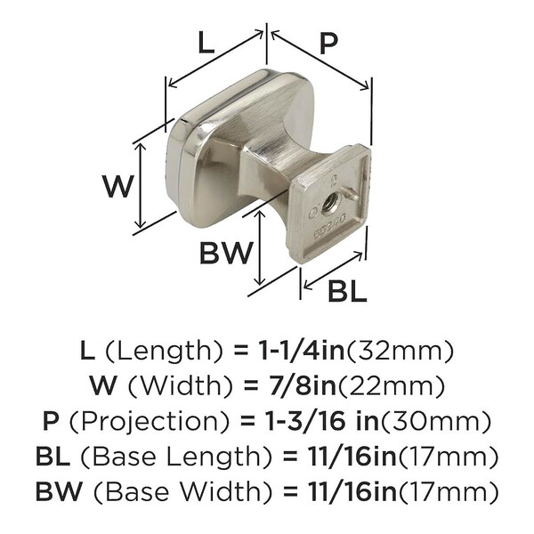 Revitalize 1-1/4" Square Knob - Polished Nickel
