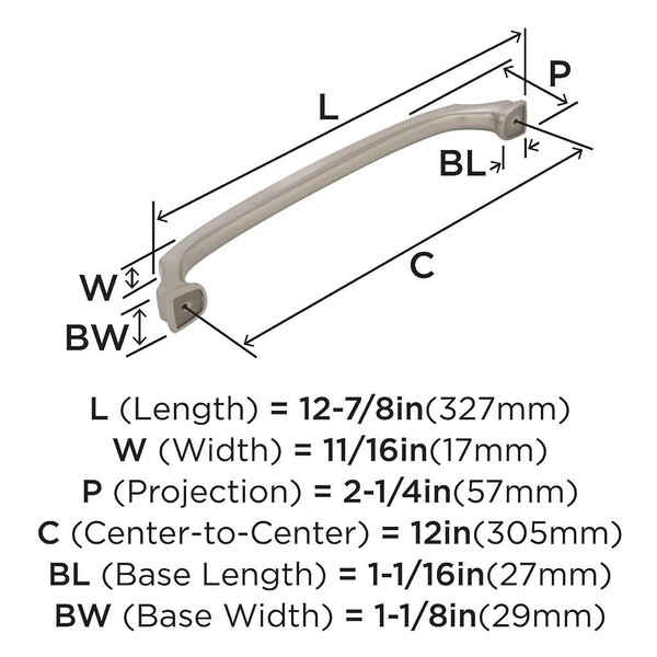 Revitalize 12 inch Appliance Pull - Satin Nickel