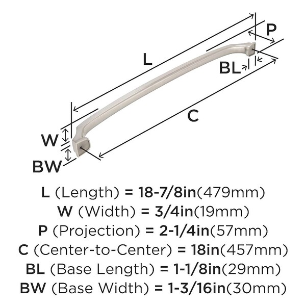 Revitalize - 18 inch Appliance Pull - Satin Nickel 