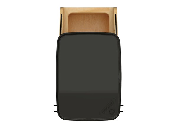 Single Black 50 Qt. Craftsman Collection Solid Maple Bottom Mount Pullout Waste Container w/ Black Accents, (1) Lid and BLUM Soft-Close Slides