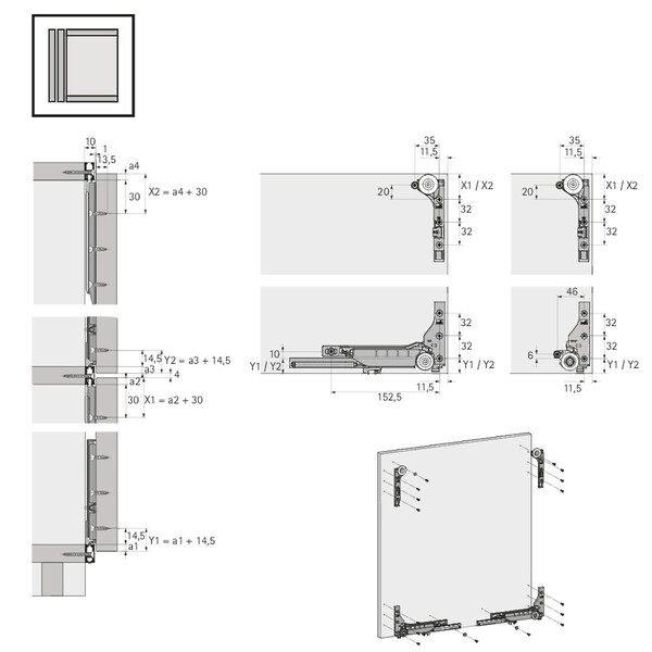 SlideLine M OVERLAY Profile sets: 2 profiles, Profile height 18 mm, Length 2500 mm