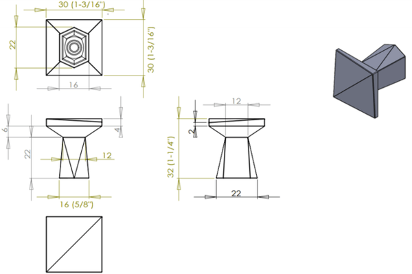 Swagger - Knob 1-3/16" x 1-3/16" SQ Knob Brushed Nickel
