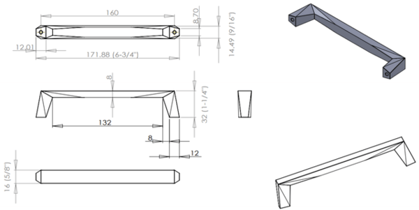 Swagger - Pull 160mm CC Brushed Gold