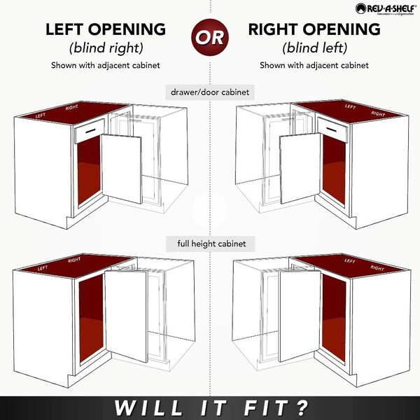 Two-Tier Wood Classic Girasolo for Left Opening/Blind Right Corner Cabinet - 18" Opening FF - 19-1/2" Frameless