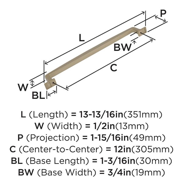 Westerly  12 inch Appliance Pull - Golden Champagne 