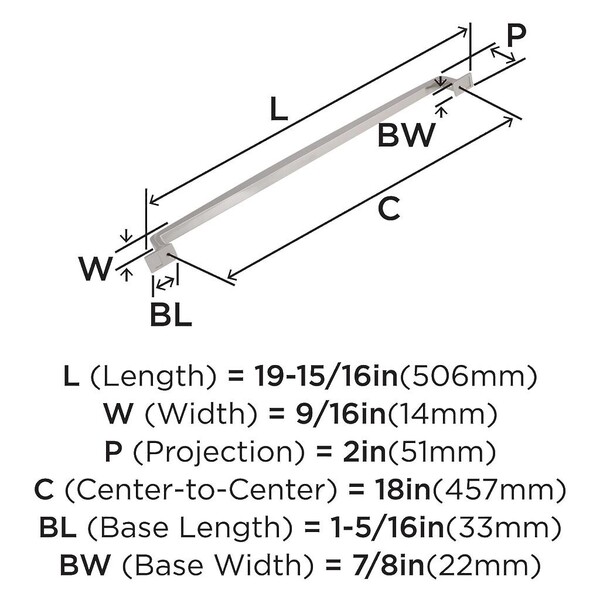 Westerly - 18 inch Appliance Pull - Polished Nickel