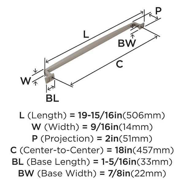 Westerly 18 inch  Appliance Pull - Satin Nickel