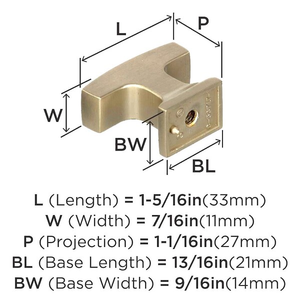 Westerly - Knob 1-5/16" SQ Knob Golden Champagne
